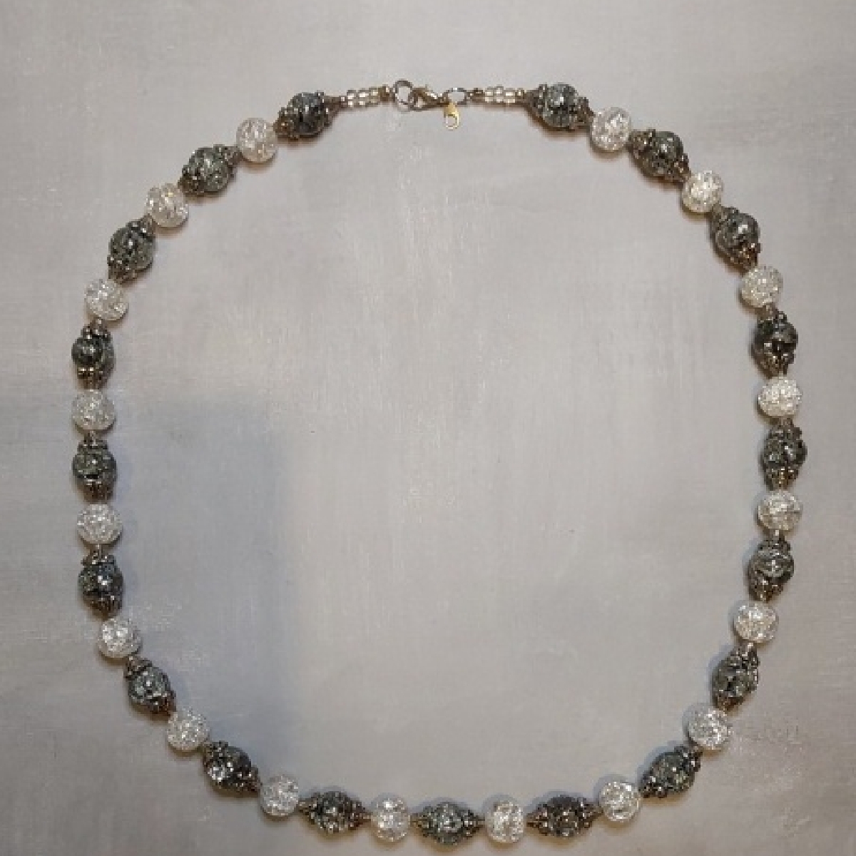 Chic Silver Gray Clear Beaded Necklace